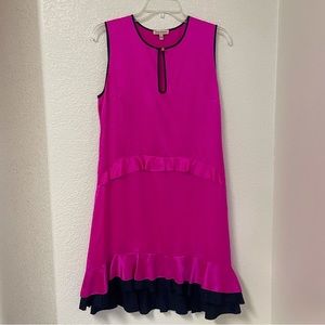 Juicy Couture Stunning Hot Pink 100% Silk Ruffled Dress